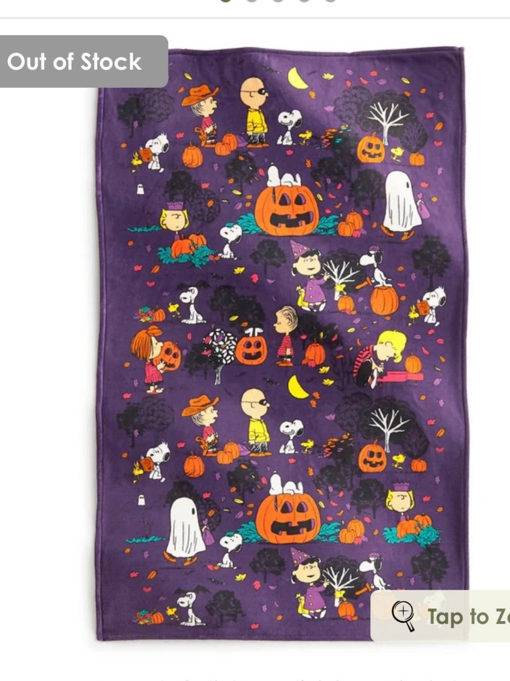 Vera Bradley Peanuts/Snoopy Halloween Throw Blanket 50”x80”